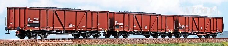 ACME 45031 - H0 - 3-tlg. Set Offene Güterwagen Kohle, FS, Ep. V